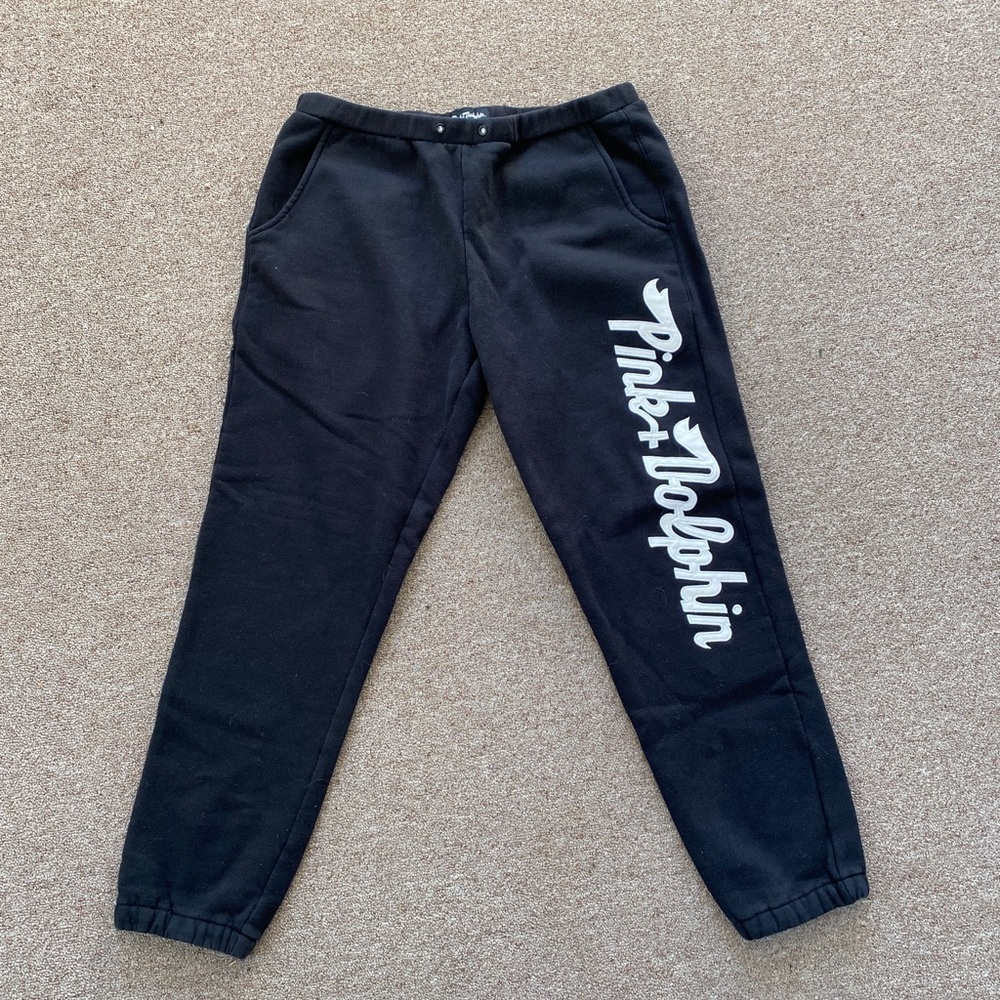 Pink Dolphin Leather Logo Sweatpants